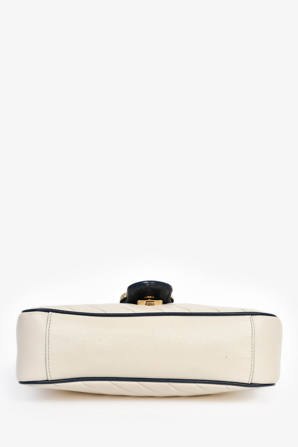 Gucci Cream/Navy Leather Marmont Small Shoulder Bag
