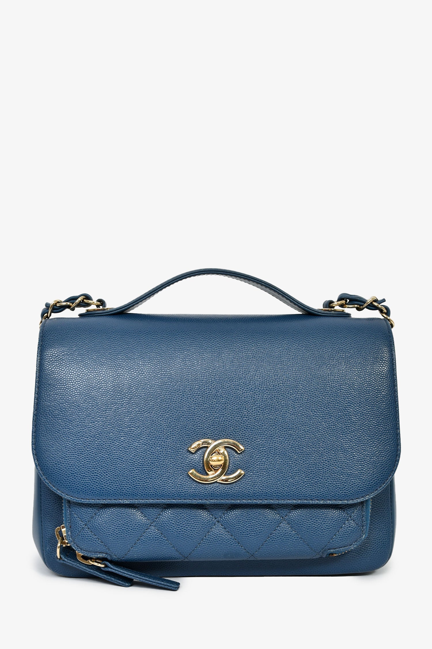 Pre-Loved Chanel™ 2018 Blue Caviar Leather Business Affinity Top Handle Bag