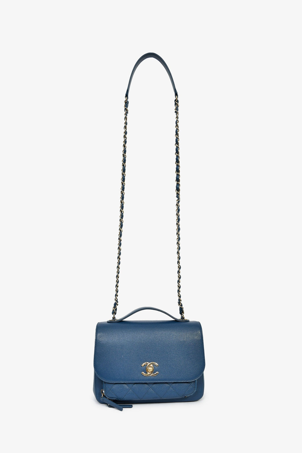 Pre-Loved Chanel™ 2018 Blue Caviar Leather Business Affinity Top Handle Bag