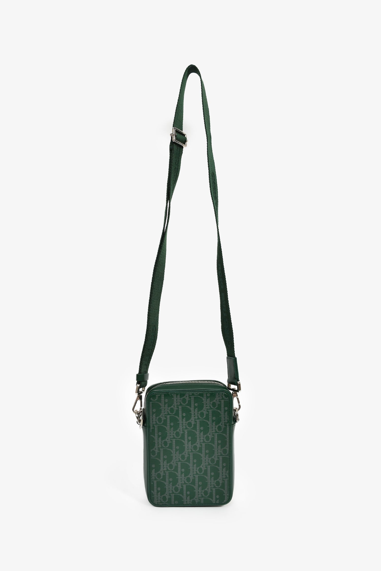 Christian Dior 2021 Green Oblique Leather Men's World Tour Crossbody Bag
