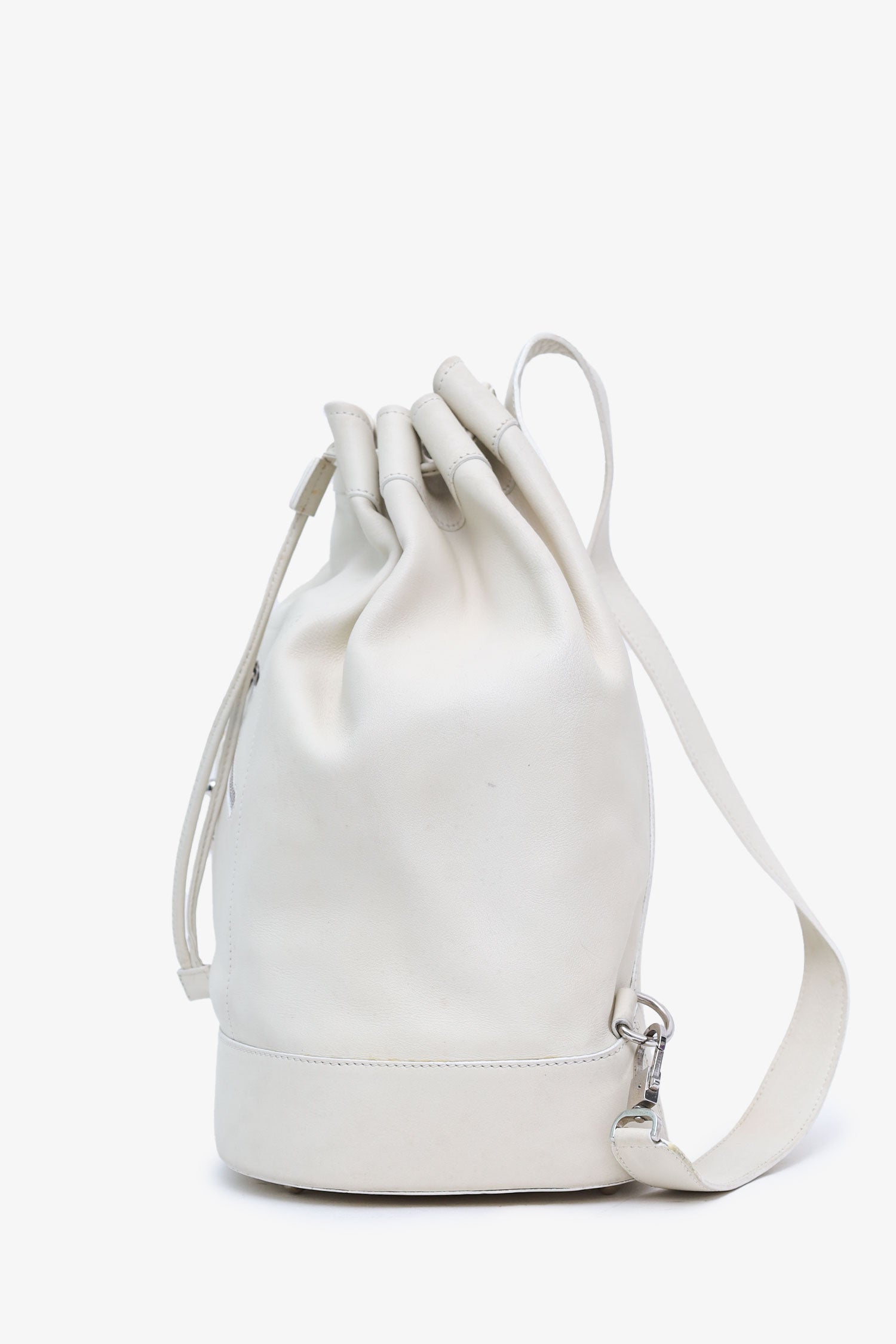 Loewe White Leather 'Anton' Backpack With Pouch