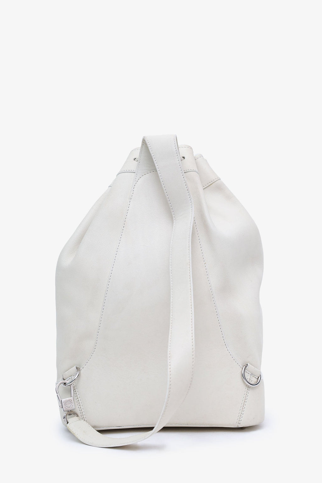 Loewe White Leather 'Anton' Backpack With Pouch