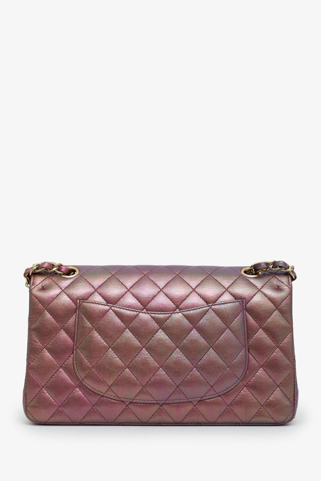Pre-Loved Chanel™ 20B Purple Quilted Iridescent Lambskin Medium Classic Double Flap Bag