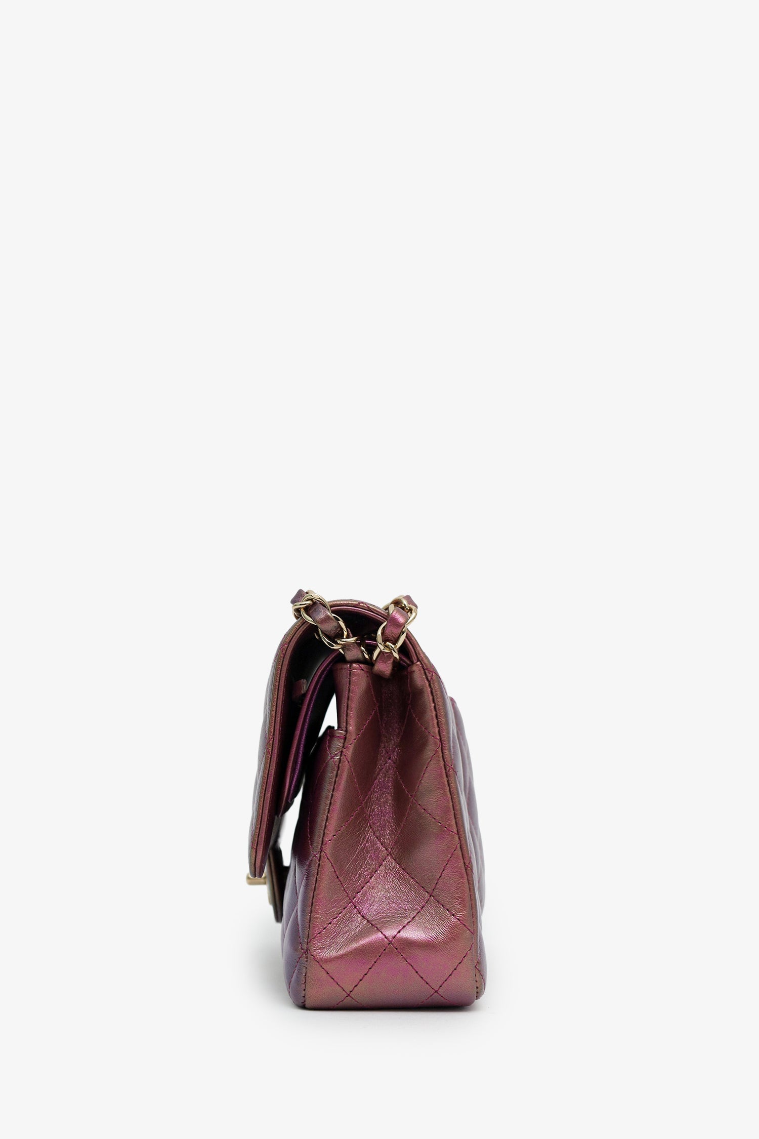 Pre-Loved Chanel™ 20B Purple Quilted Iridescent Lambskin Medium Classic Double Flap Bag