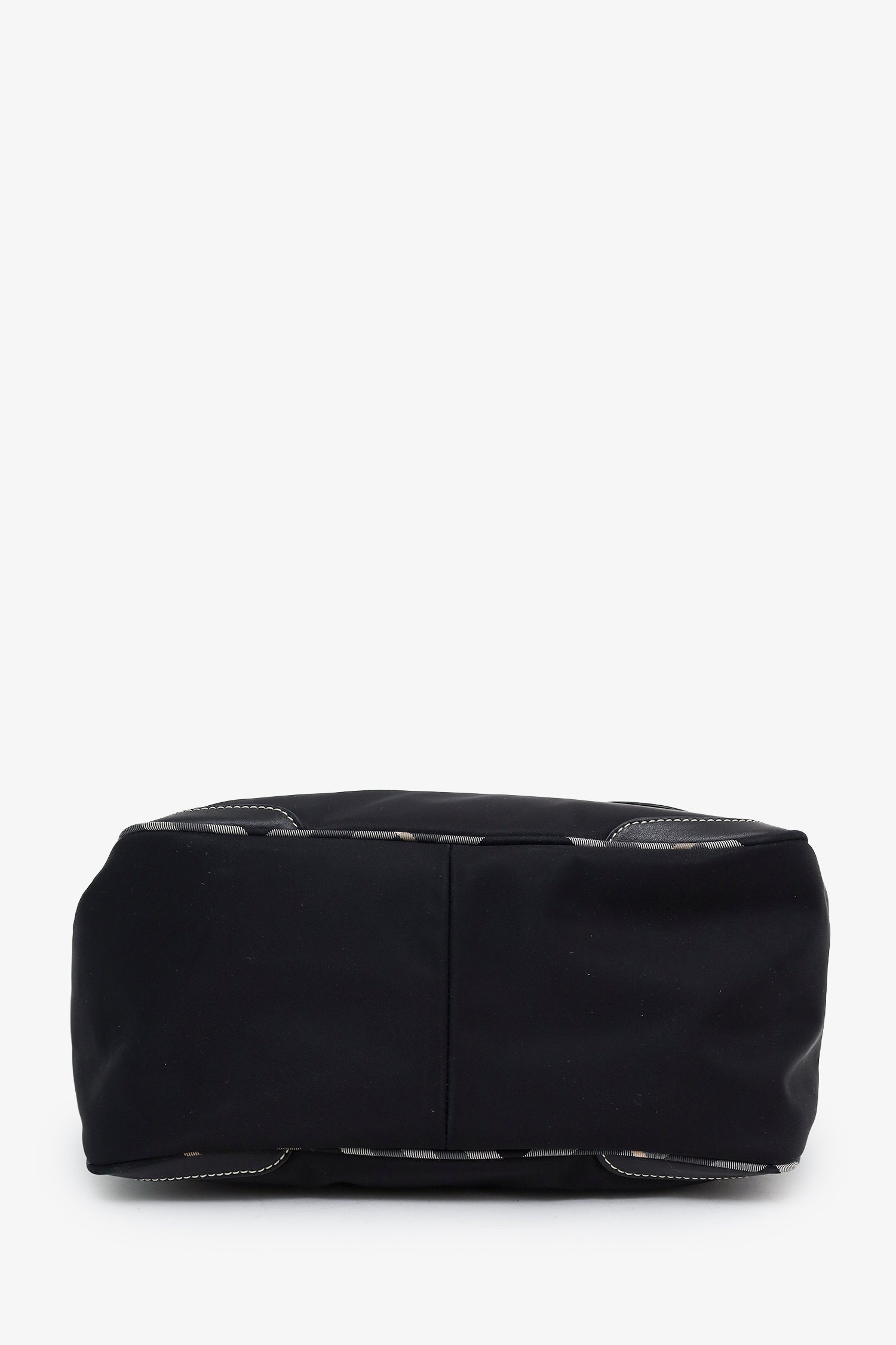 Burberry Black Nylon Leather Trimmed Top Handle Bag