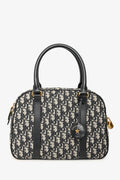 Christian Dior Navy Oblique Jacquard D-Vibe Bag With Crossbody Strap