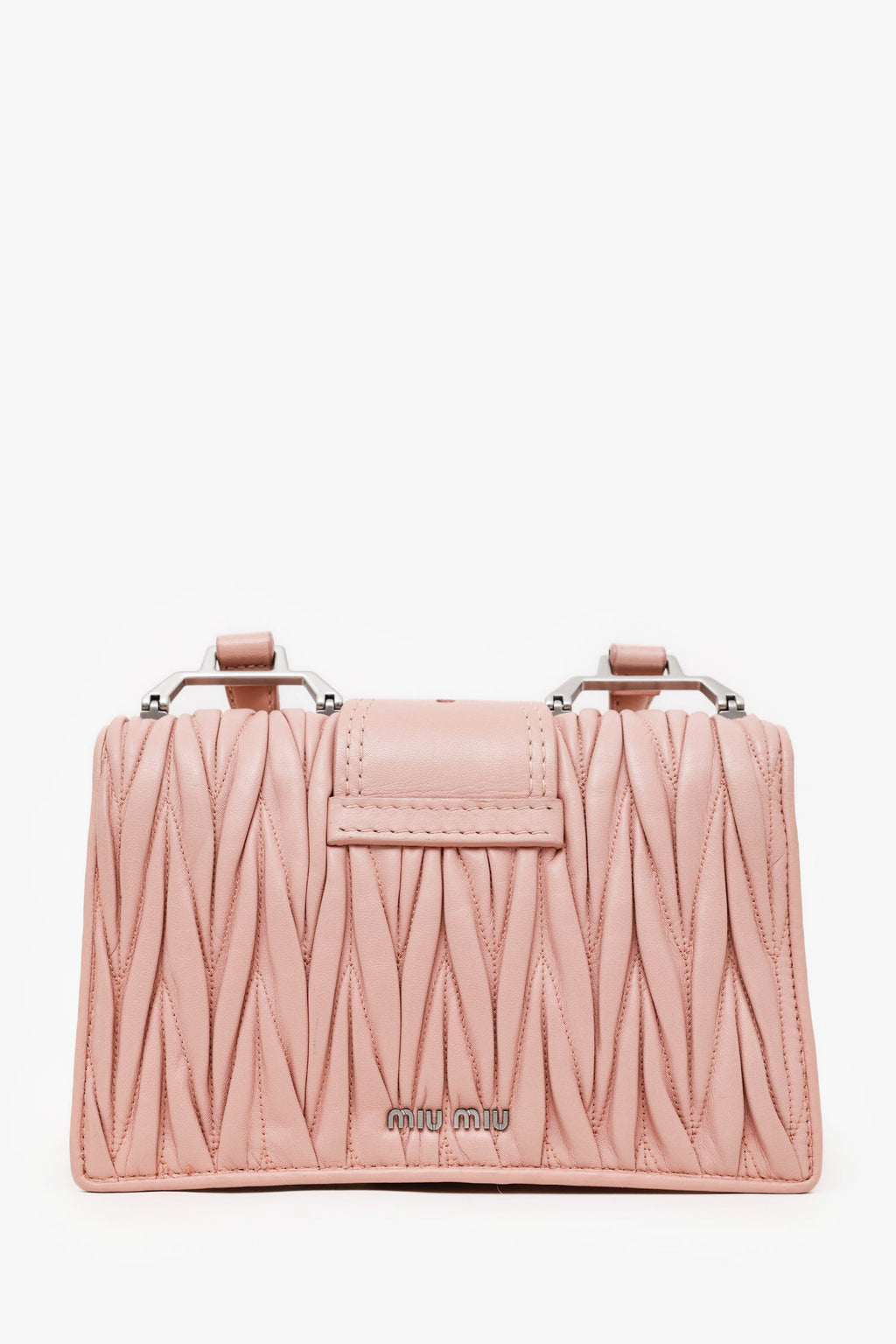 Miu Miu Pink Matelasse Leather Lady Jeweled Buckle Chain Shoulder Bag