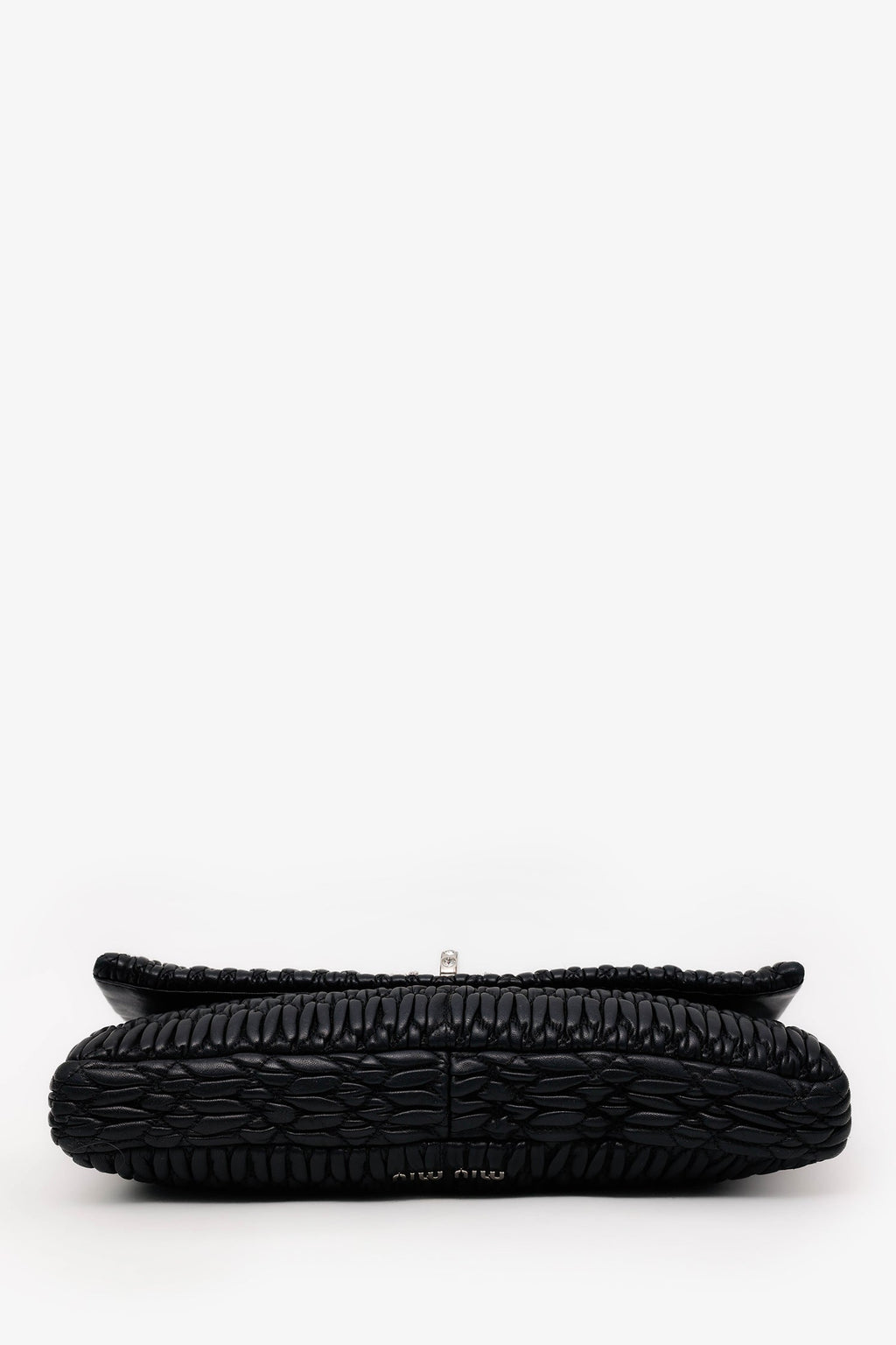 Miu Miu Black Matelasse Nappa Leather Crystal Embellished Shoulder Bag With Strap
