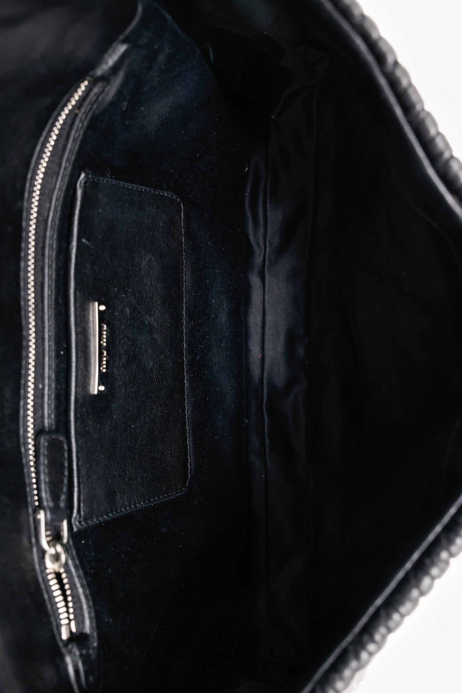 Miu Miu Black Matelasse Nappa Leather Crystal Embellished Shoulder Bag With Strap