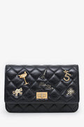 Pre-Loved Chanel™ Black Quilted Aged Calfskin Leather Lucky Charms 2.55 Reissue Wallet on Chain