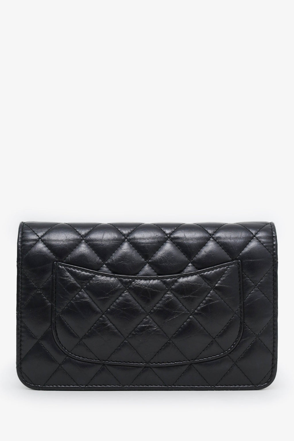 Pre-Loved Chanel™ Black Quilted Aged Calfskin Leather Lucky Charms 2.55 Reissue Wallet on Chain