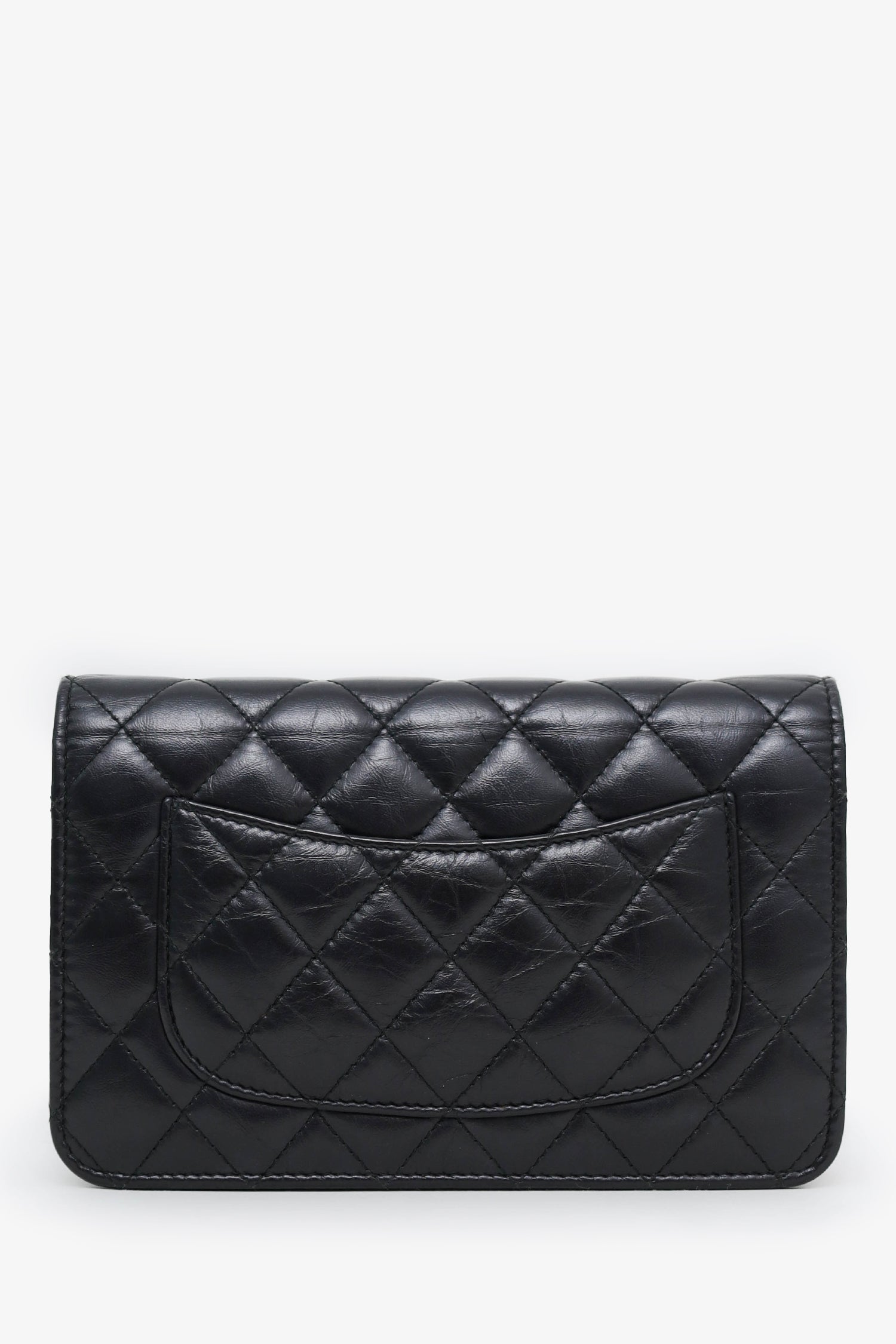 Pre-Loved Chanel™ Black Quilted Aged Calfskin Leather Lucky Charms 2.55 Reissue Wallet on Chain