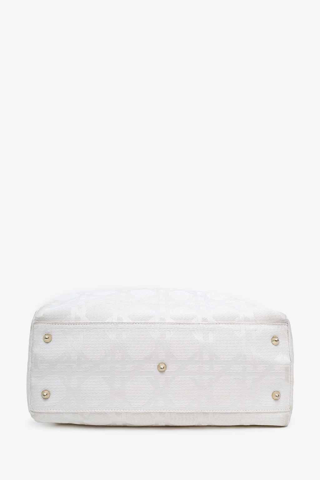 Christian Dior 2007 White Cannage Jacquard Canvas Lady Dior Tote