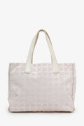 Pre-Loved Chanel™ 2002-3 Pink Canvas Travel Ligne CC Logo Tote