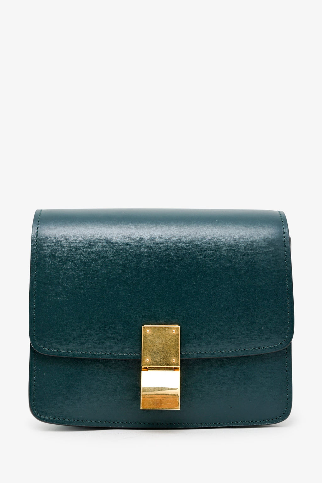 Celine Green Leather Small Box Crossbody Bag