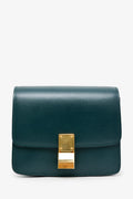 Celine Green Leather Small Box Crossbody Bag