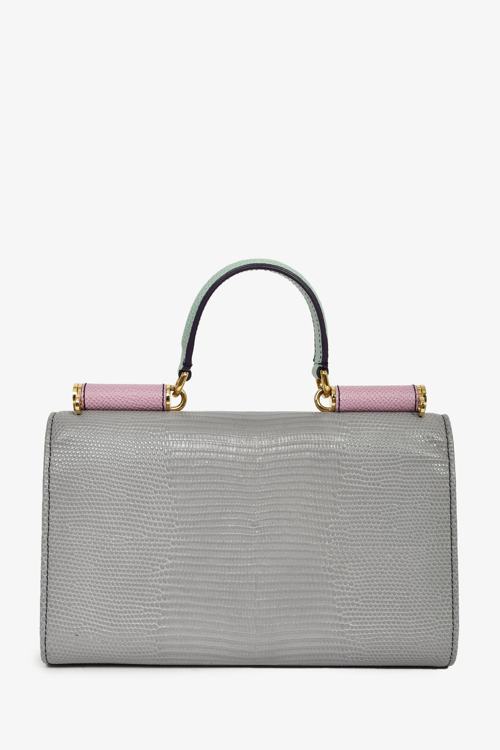 Dolce & Gabbana Grey/Pink/Green Leather Wallet on Chain Bag