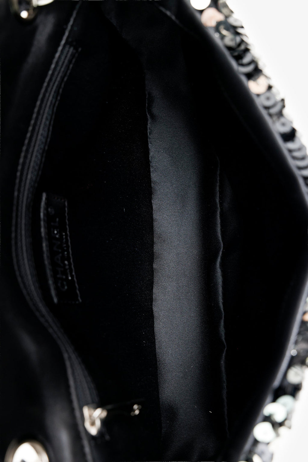 Pre-Loved Chanel™ 2008-09 Black/Silver Sequin Flap CC Logo Shoulder Bag