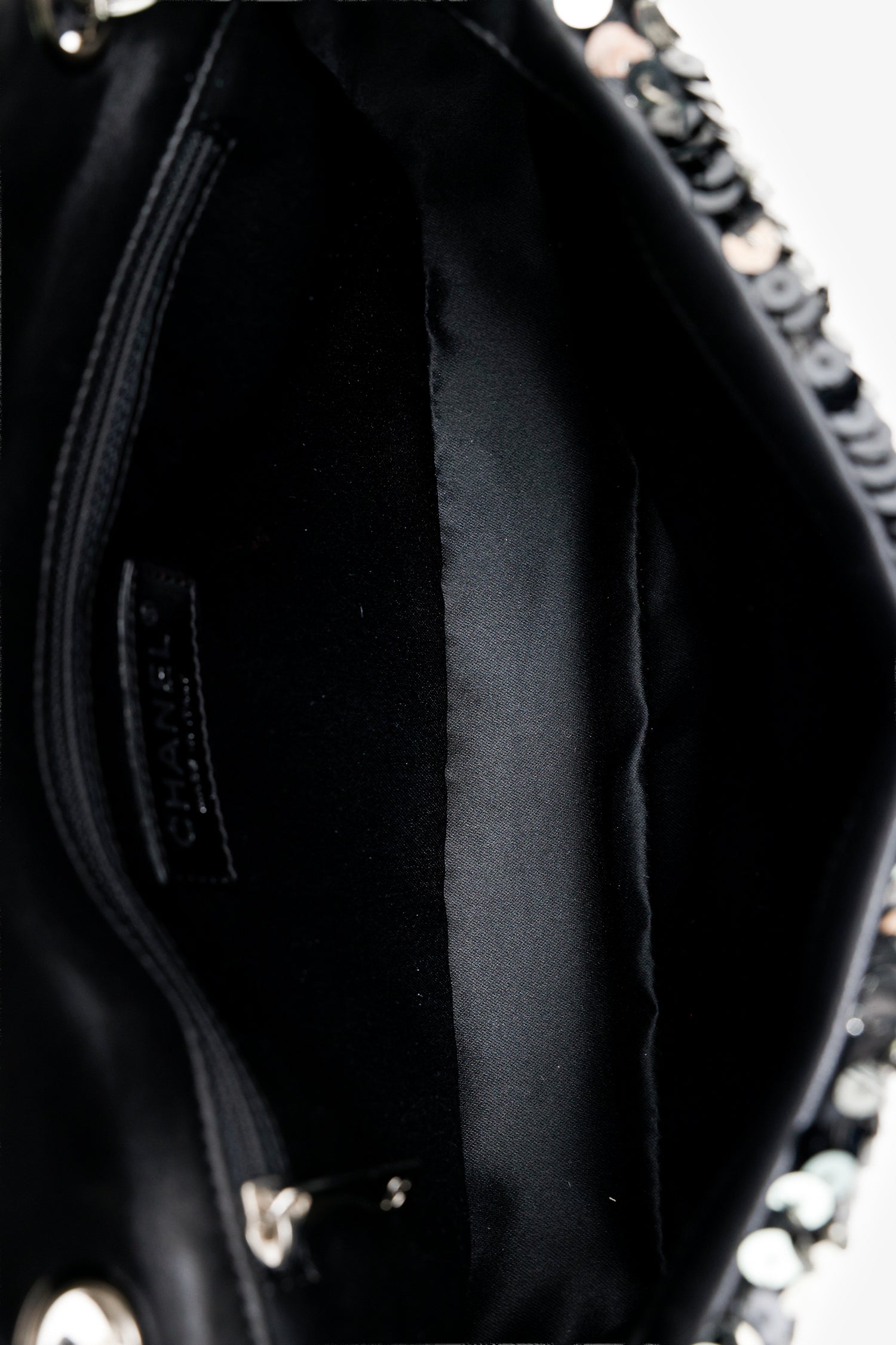 Pre-Loved Chanel™ 2008-09 Black/Silver Sequin Flap CC Logo Shoulder Bag