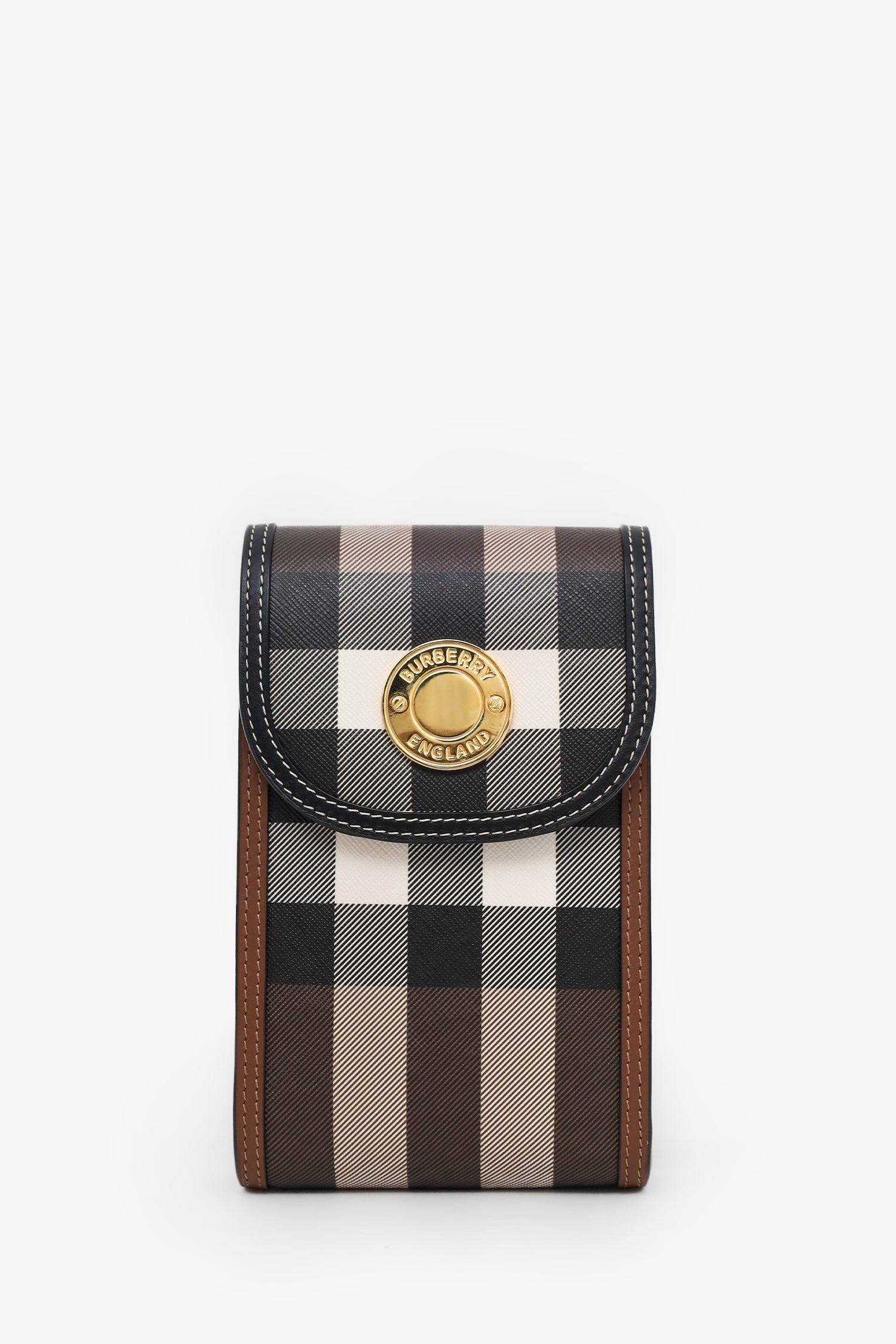 Burberry Brown Elizabeth Check Phone Pouch Shoulder Bag