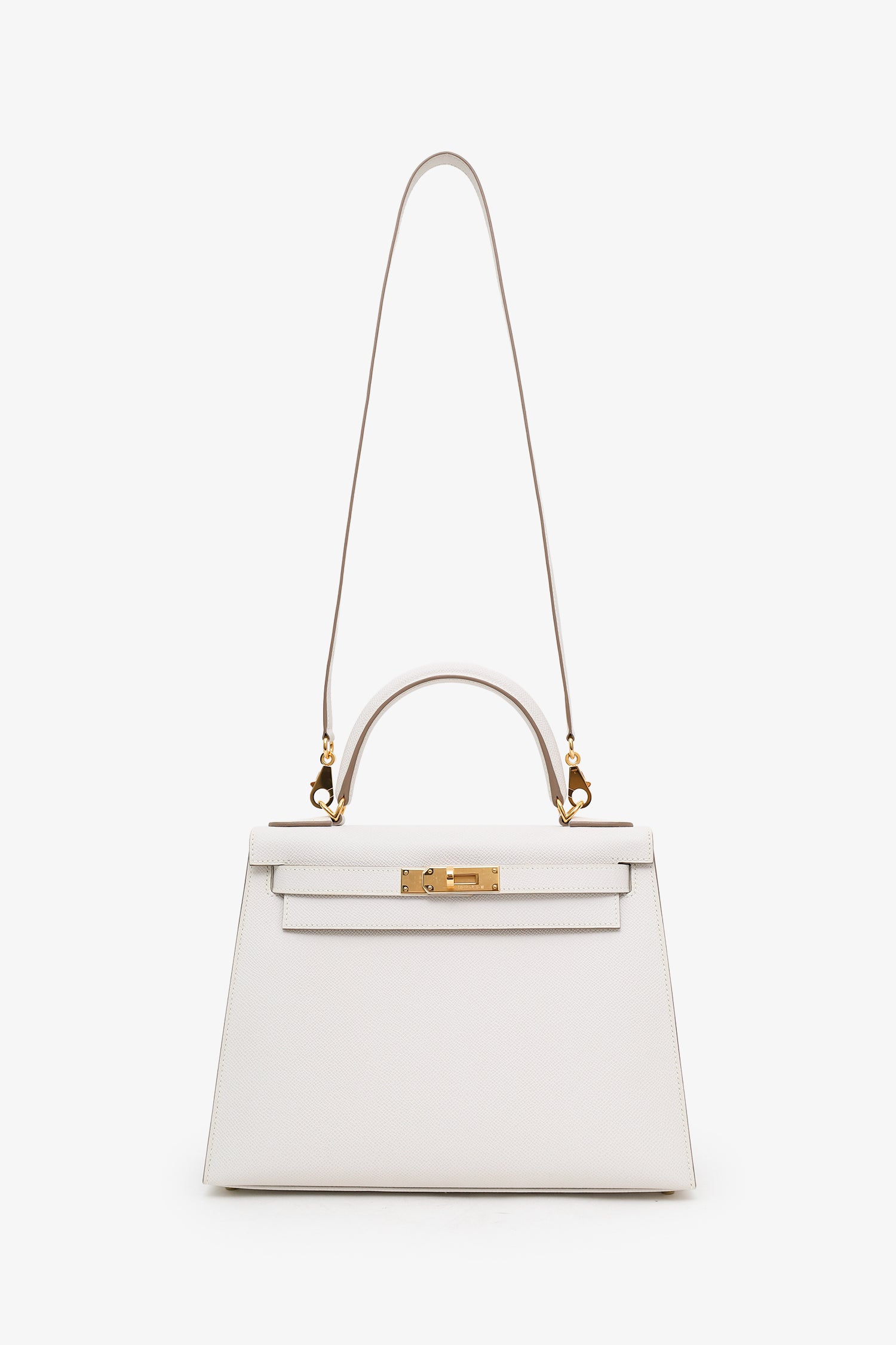 Hermès 2024 Gris Pale Epsom Leather Sellier Kelly 28 With Strap