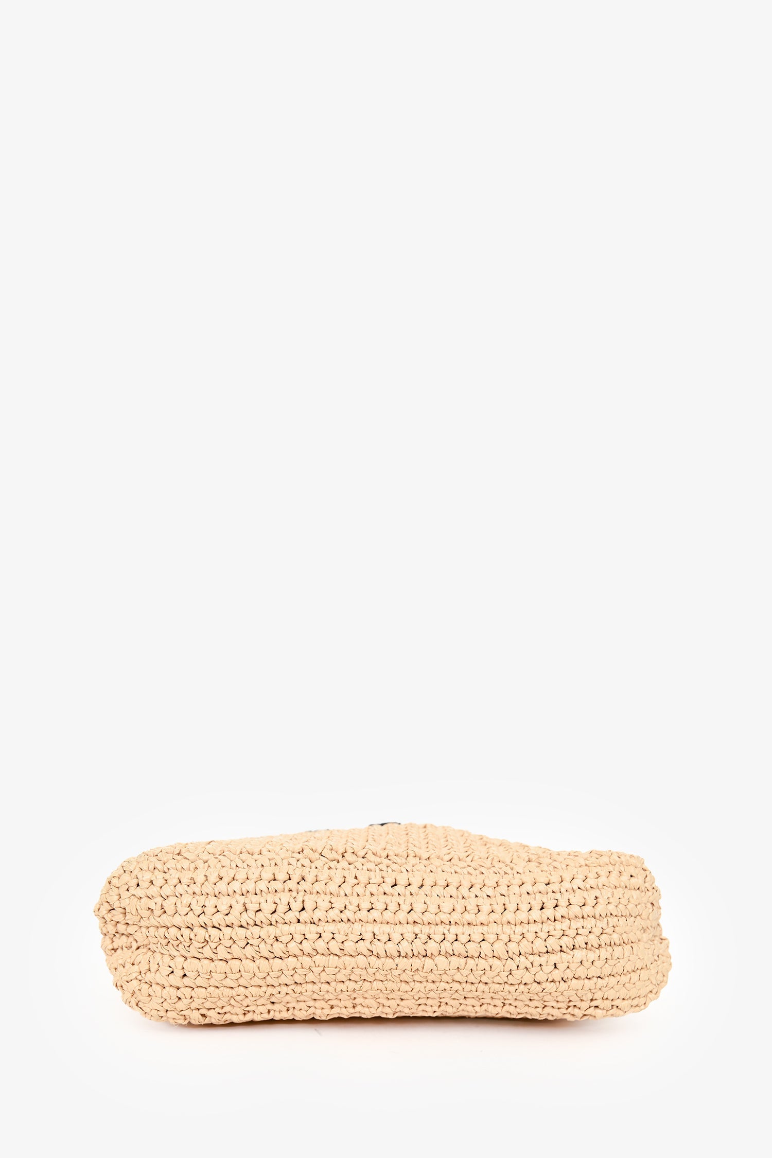 Prada Beige Raffia Logo-Embroidered Crochet Small Tote Bag