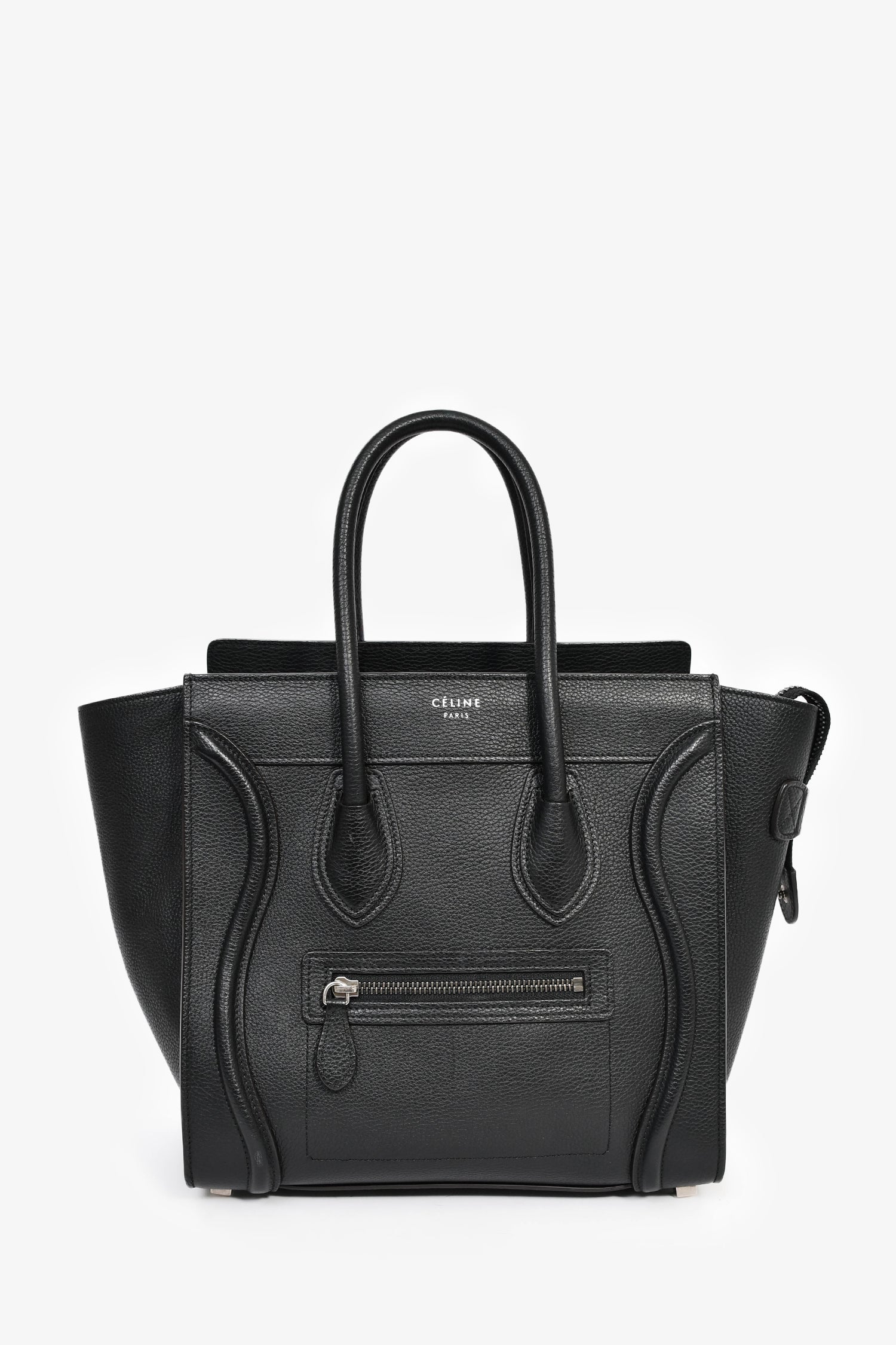 Celine Black Grained Leather Micro Luggage Tote