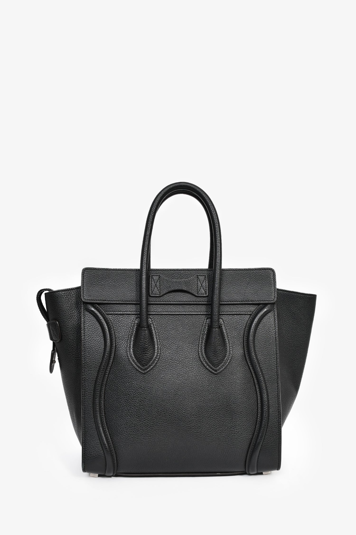 Celine Black Grained Leather Micro Luggage Tote