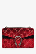Gucci Red Velvet GG Monogram Medium 'Dionysus' Shoulder Bag