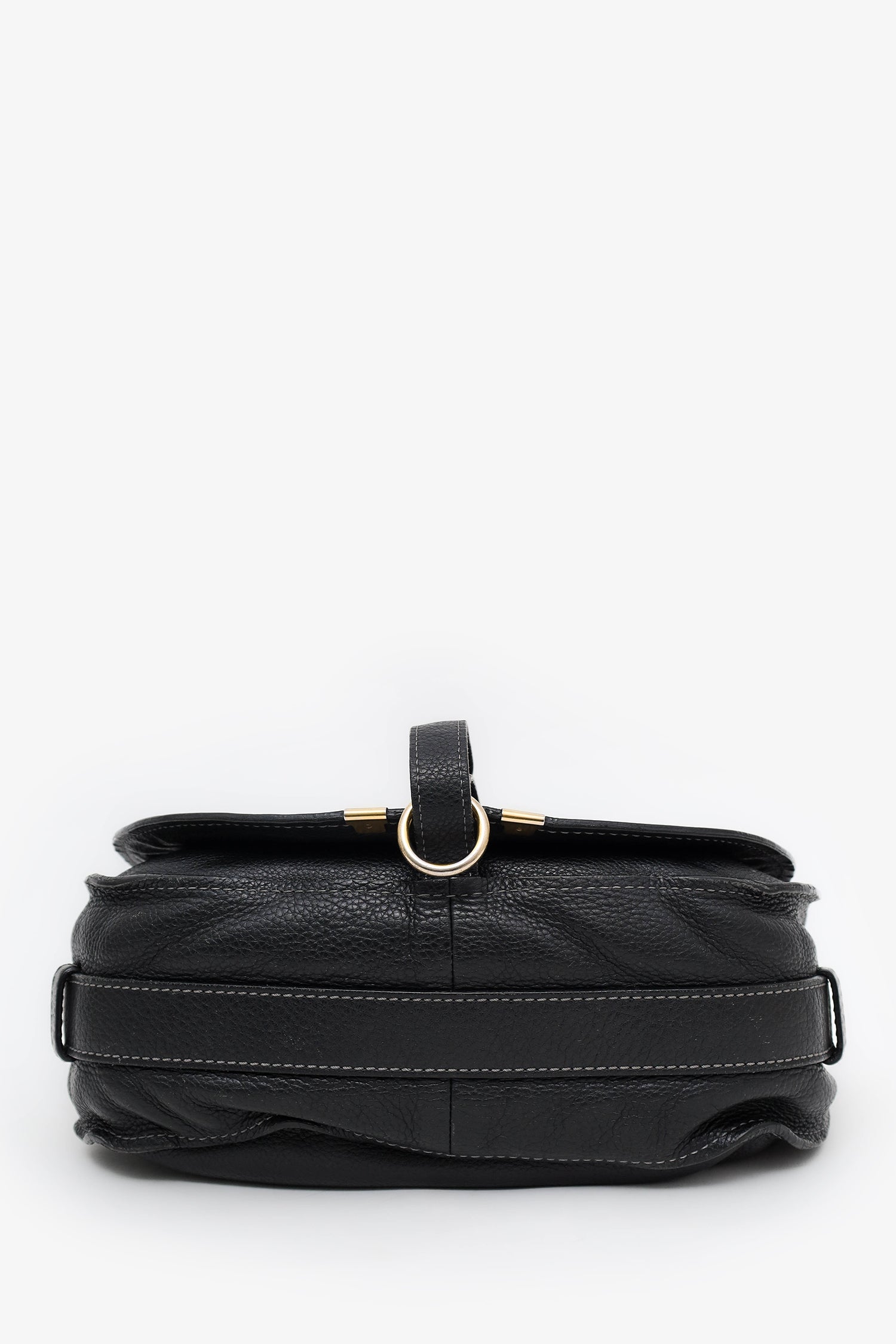 Chloe Black Grained Leather Marcie Saddle Bag