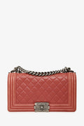 Pre-Loved Chanel™ 2012 Peach Lambskin Medium Boy Bag