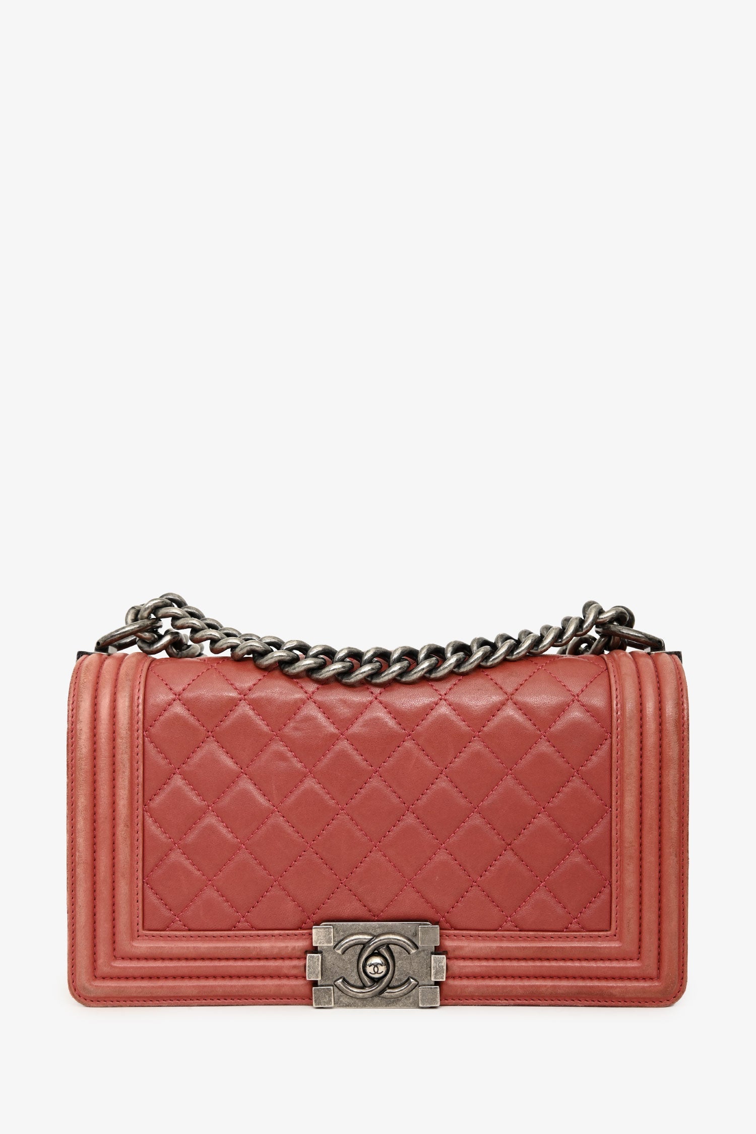 Pre-Loved Chanel™ 2012 Peach Lambskin Medium Boy Bag
