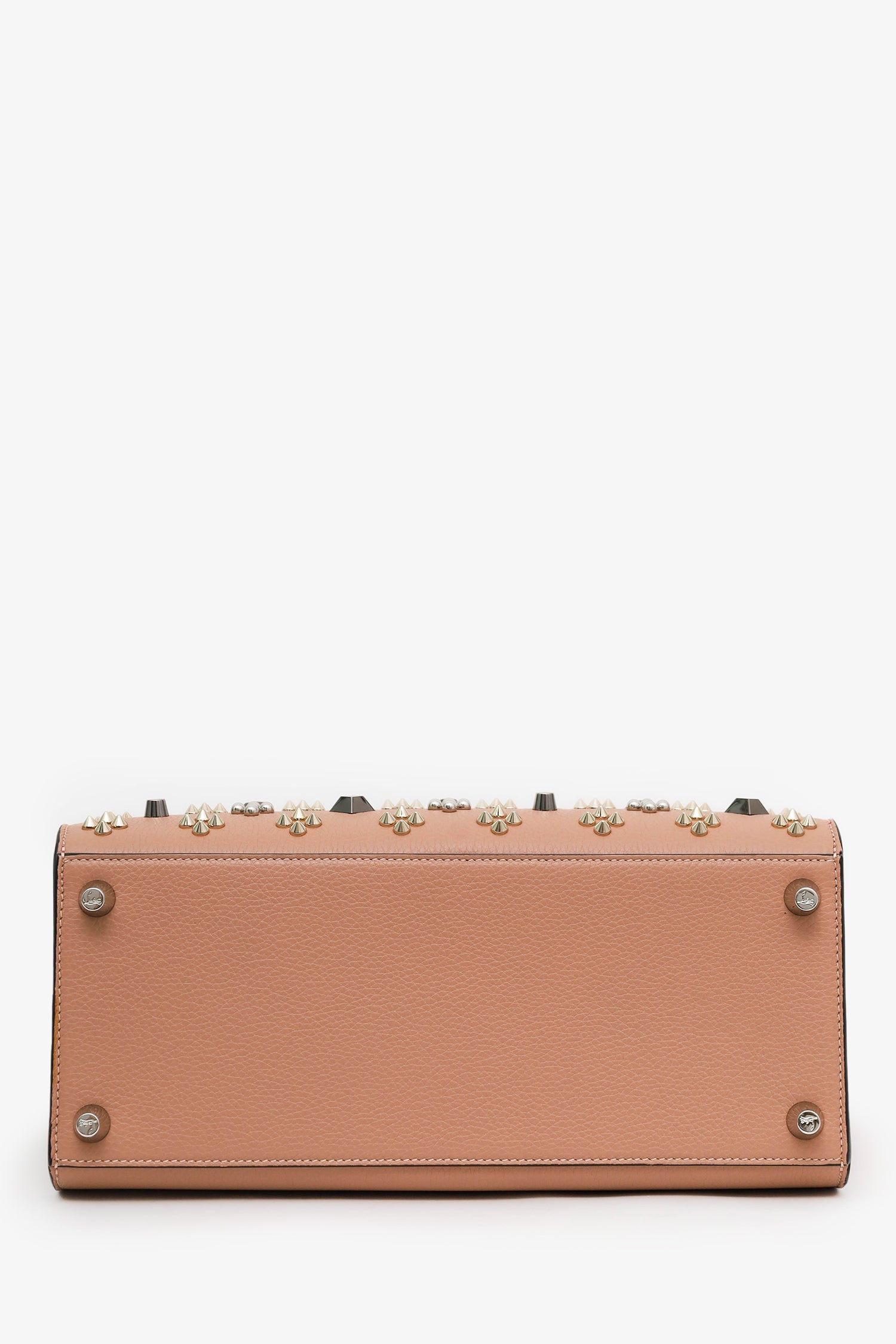Christian Louboutin Blush Studded Leather Medium Paloma Top Handle With Strap