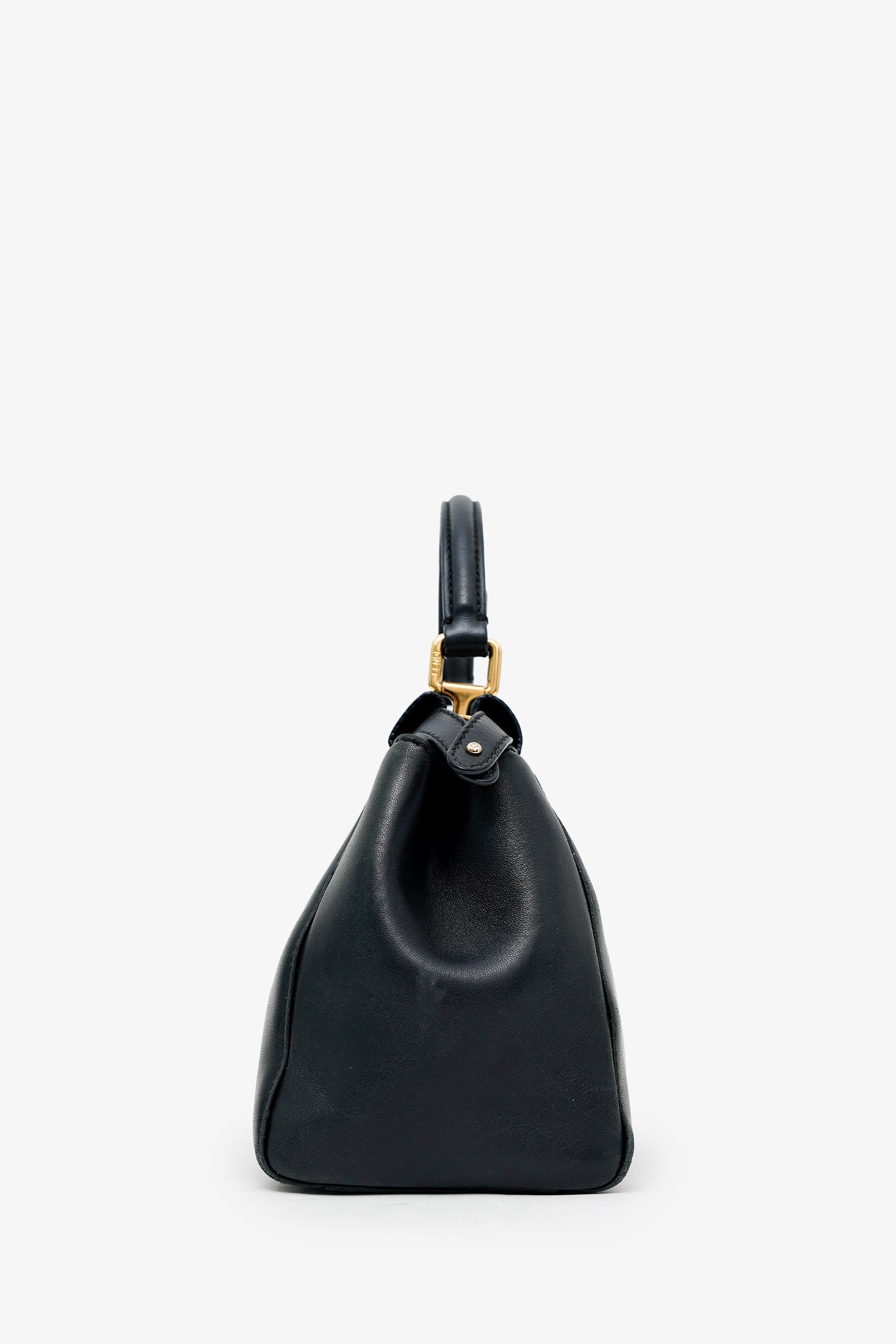 Fendi Black Soft Leather Small 'Peekaboo' Bag With Strap