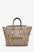 Celine Taupe Grained Leather Mini Luggage Tote