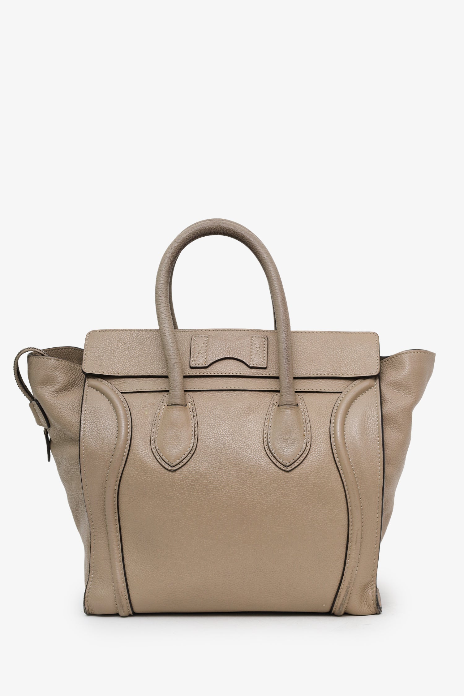 Celine Taupe Grained Leather Mini Luggage Tote