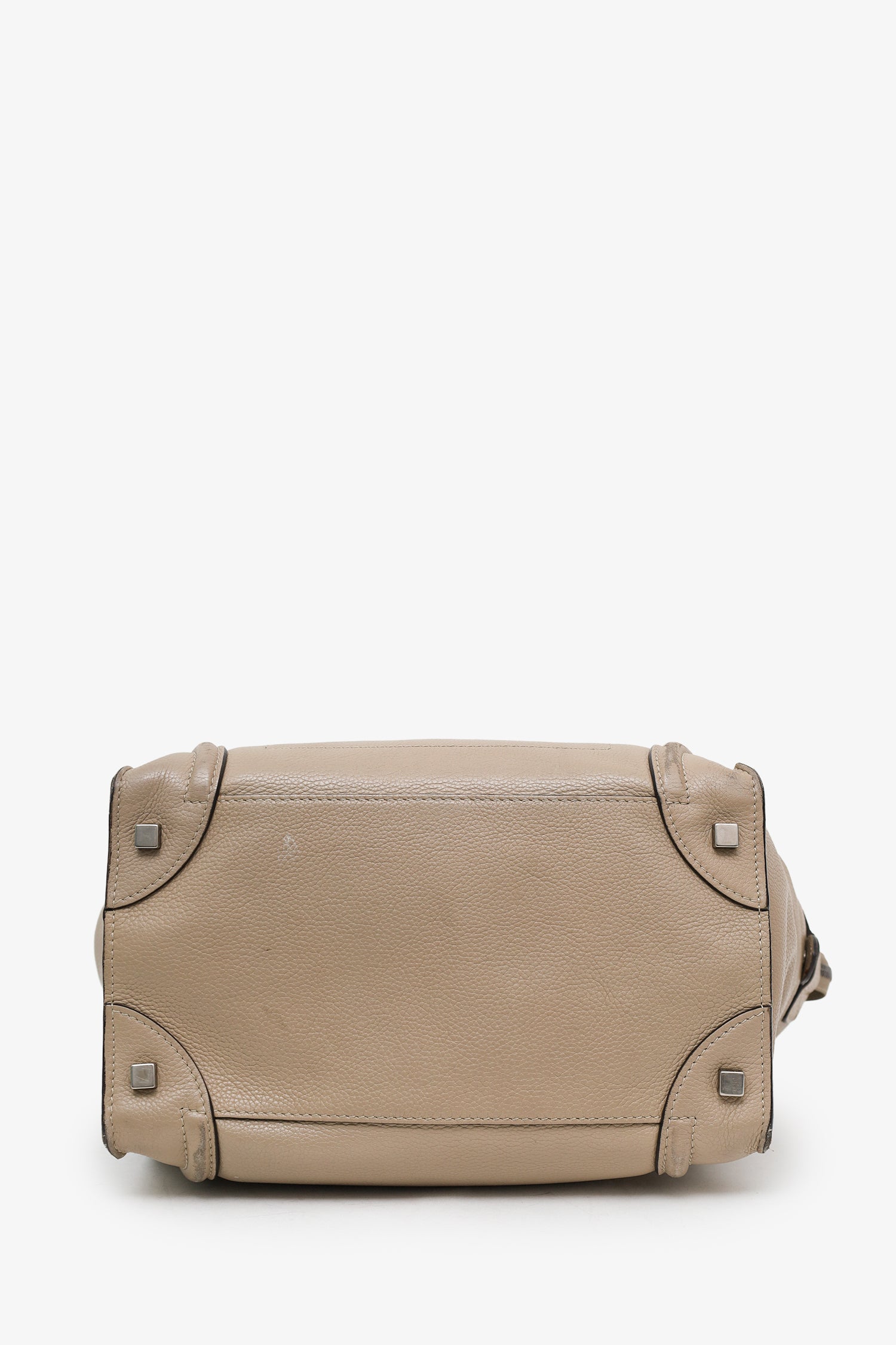 Celine Taupe Grained Leather Mini Luggage Tote