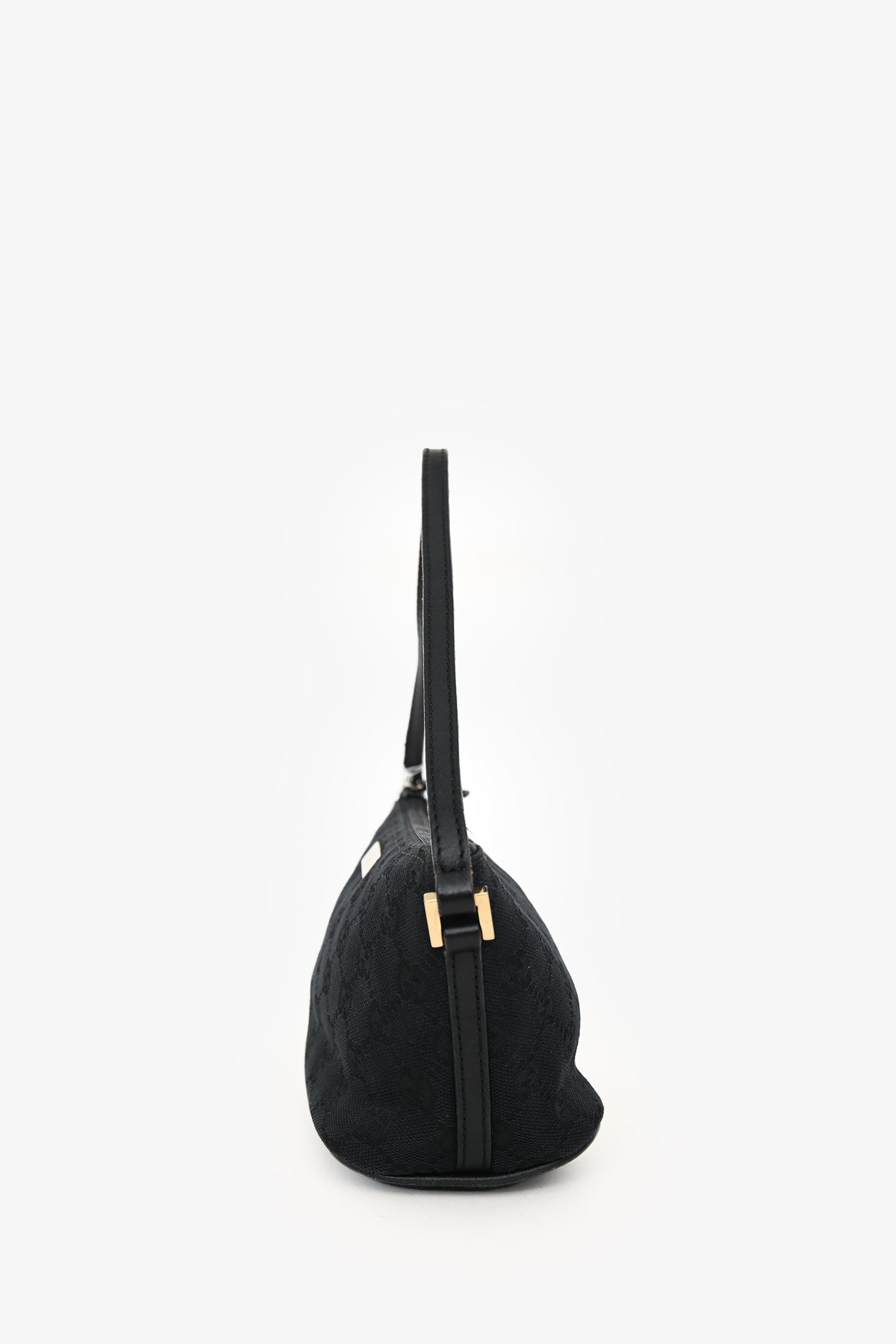 Gucci 2000 Vintage Black GG Canvas Boat Pochette Shoulder Bag