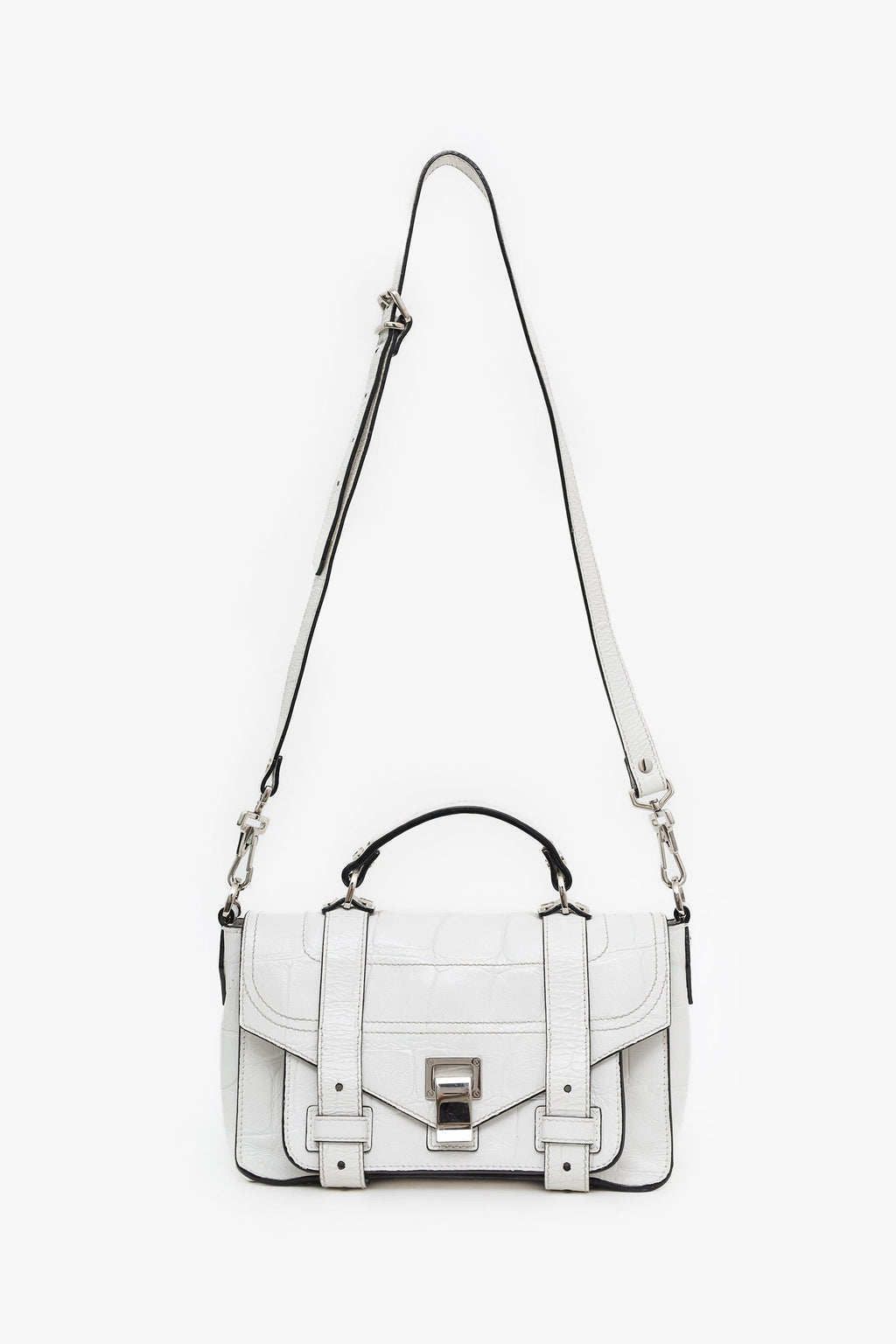 Proenza Schouler White Leather Top Handle Bag With Strap