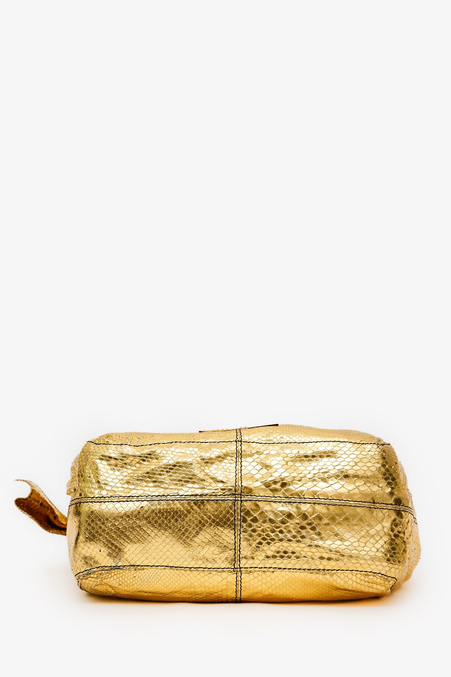 Valentino Gold Snake Embossed Leather Tote Bag