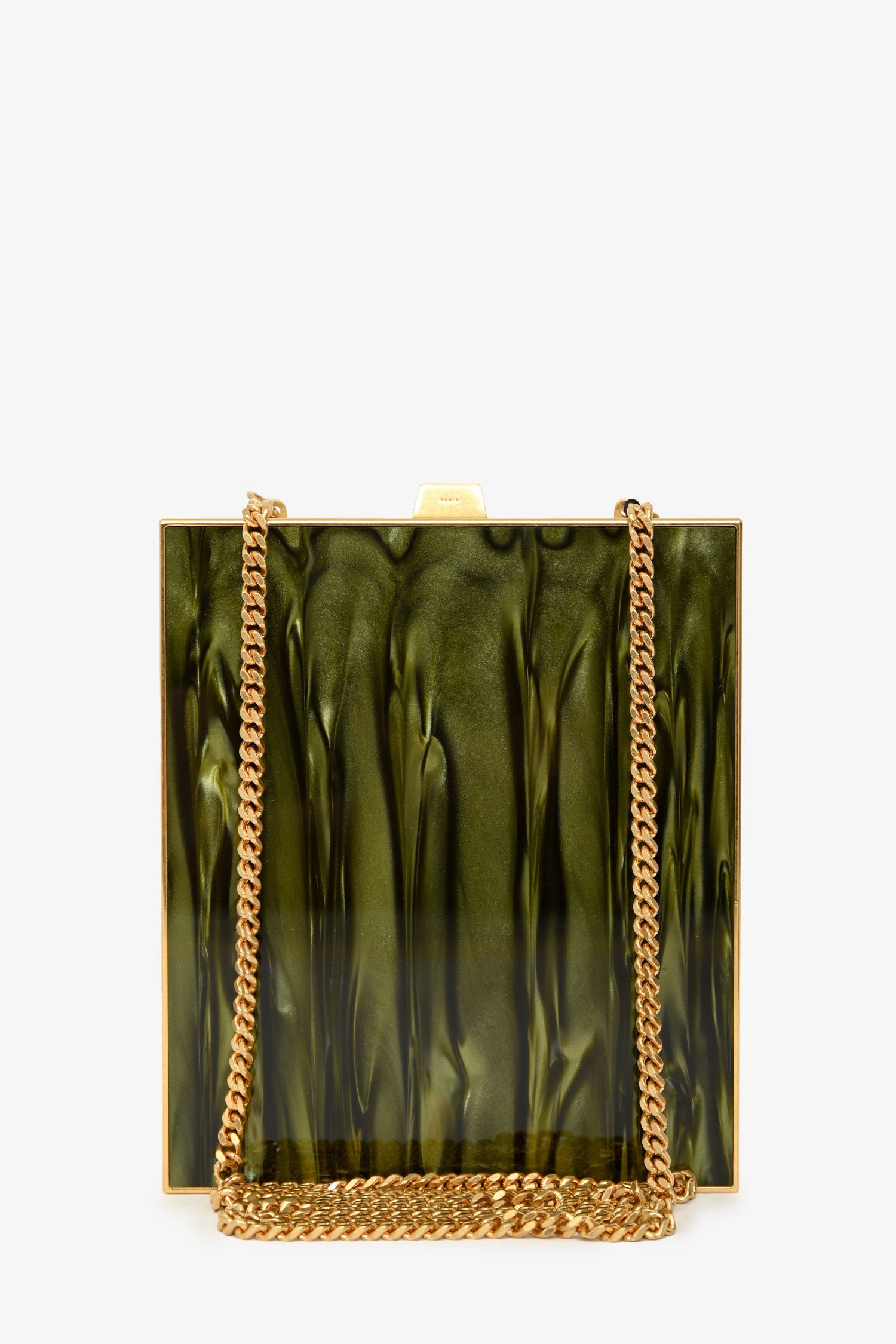 Saint Laurent Green Tuxedo Pexiglass Gold Metal Box Bag