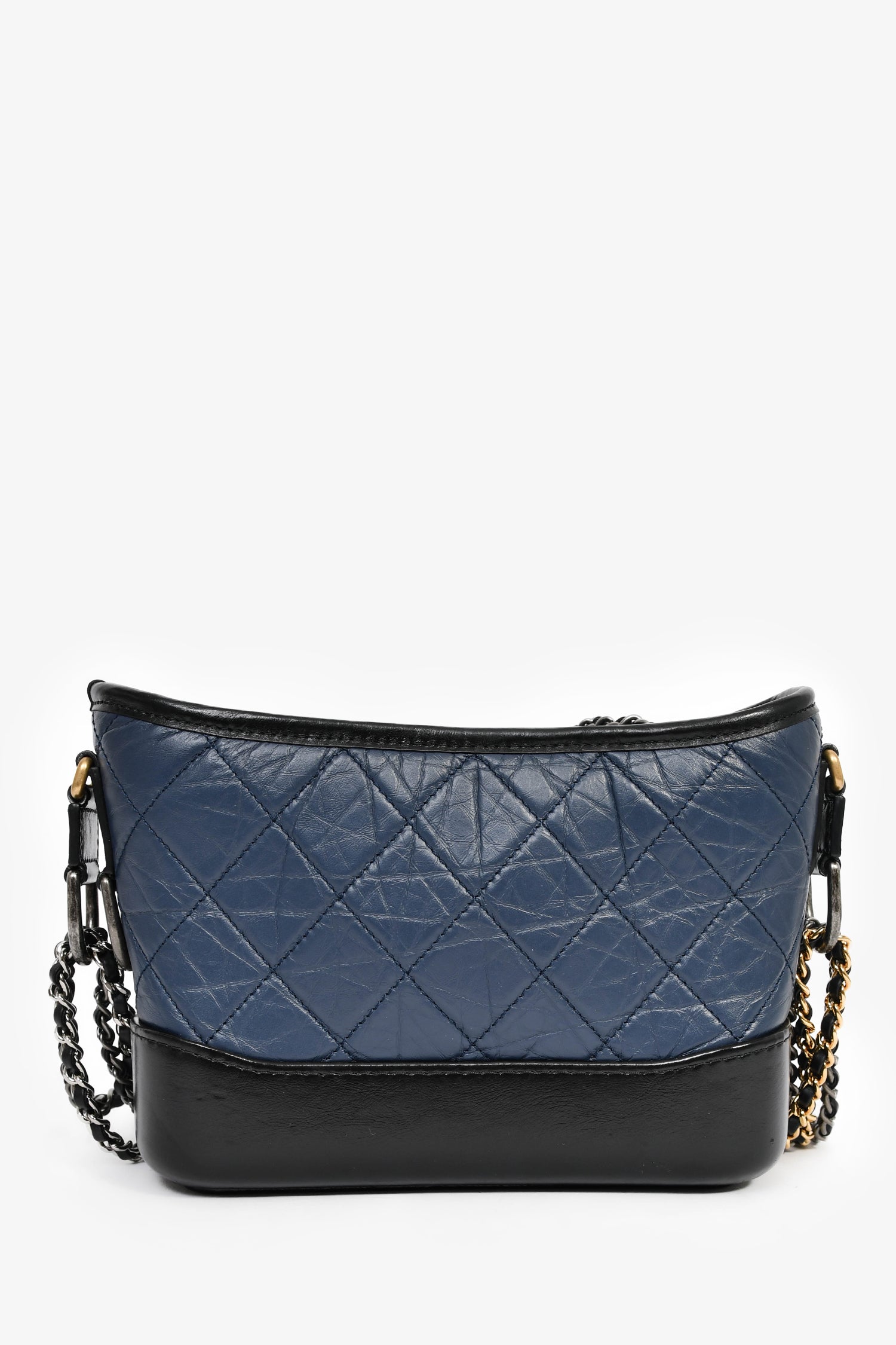 Pre-Loved Chanel™ 2018/19 Navy Blue/Black Quilted Lambskin Small Gabrielle Bag