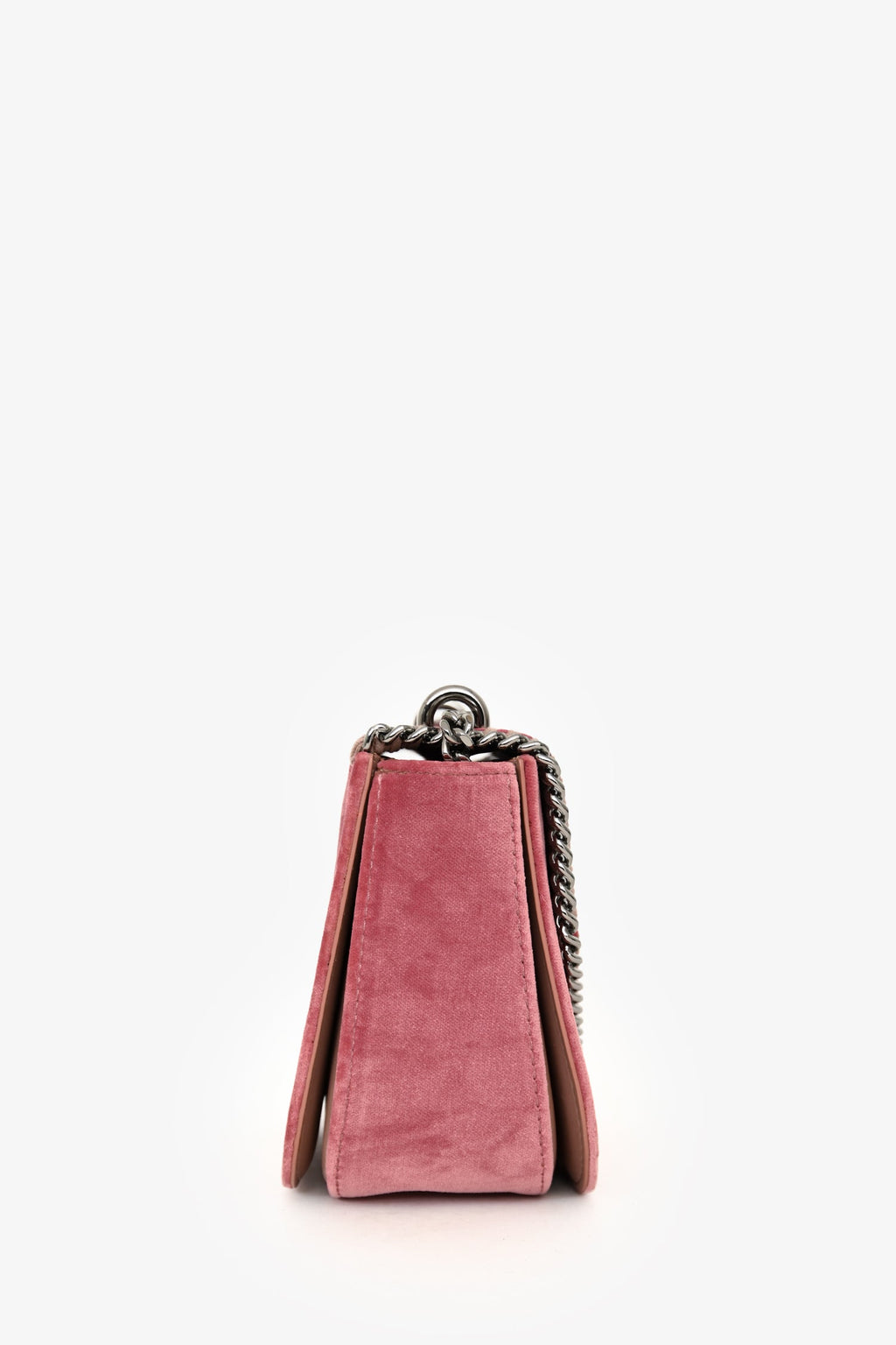 Stella McCartney Pink Vegan Suede Leather Chain Detail Crossbody