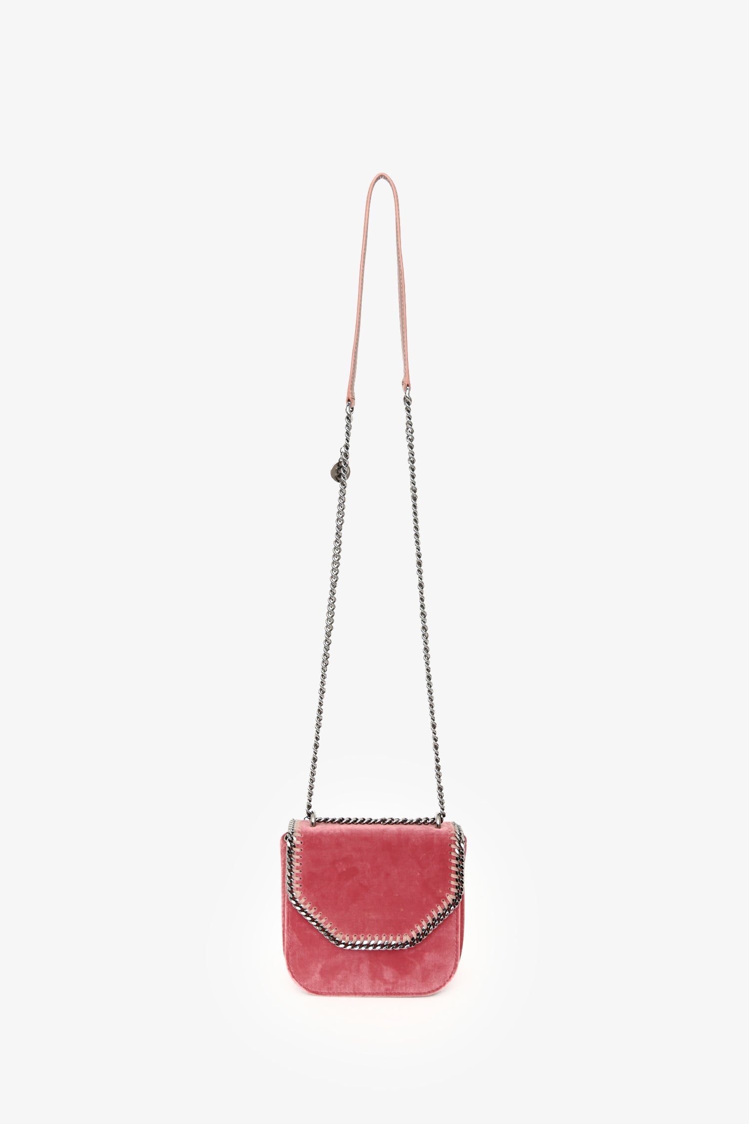 Stella McCartney Pink Vegan Suede Leather Chain Detail Crossbody