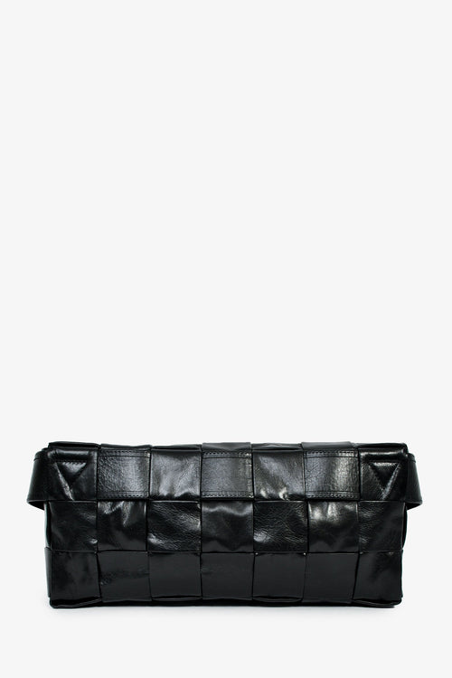 Bottega Veneta Black Leather Intrecciato 'The Stretch Cassette' Belt Bag With Zip Pouch