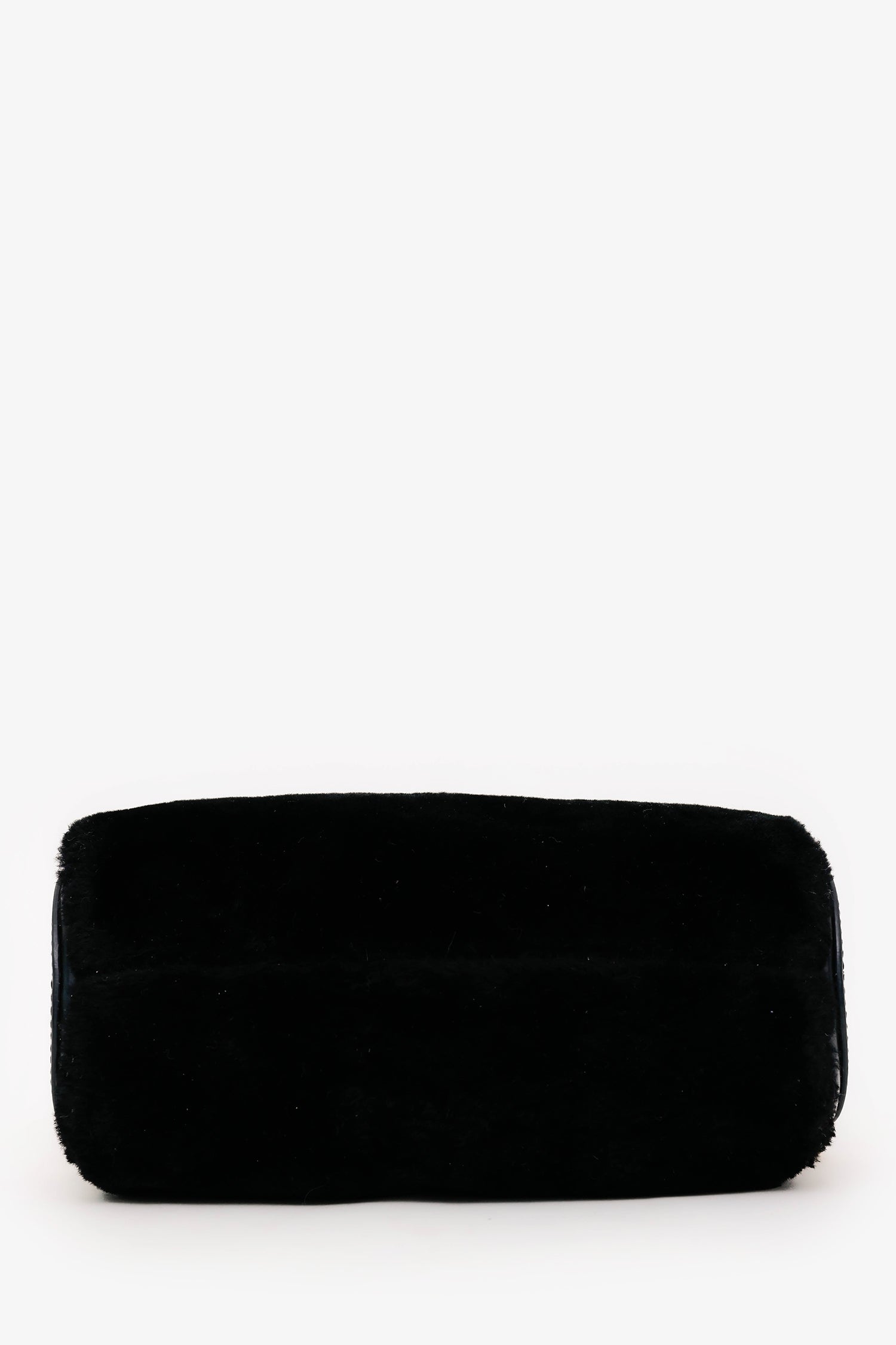 Manu Atelier Black/Shearling 'XX Mini Cylinder' Bag With Strap