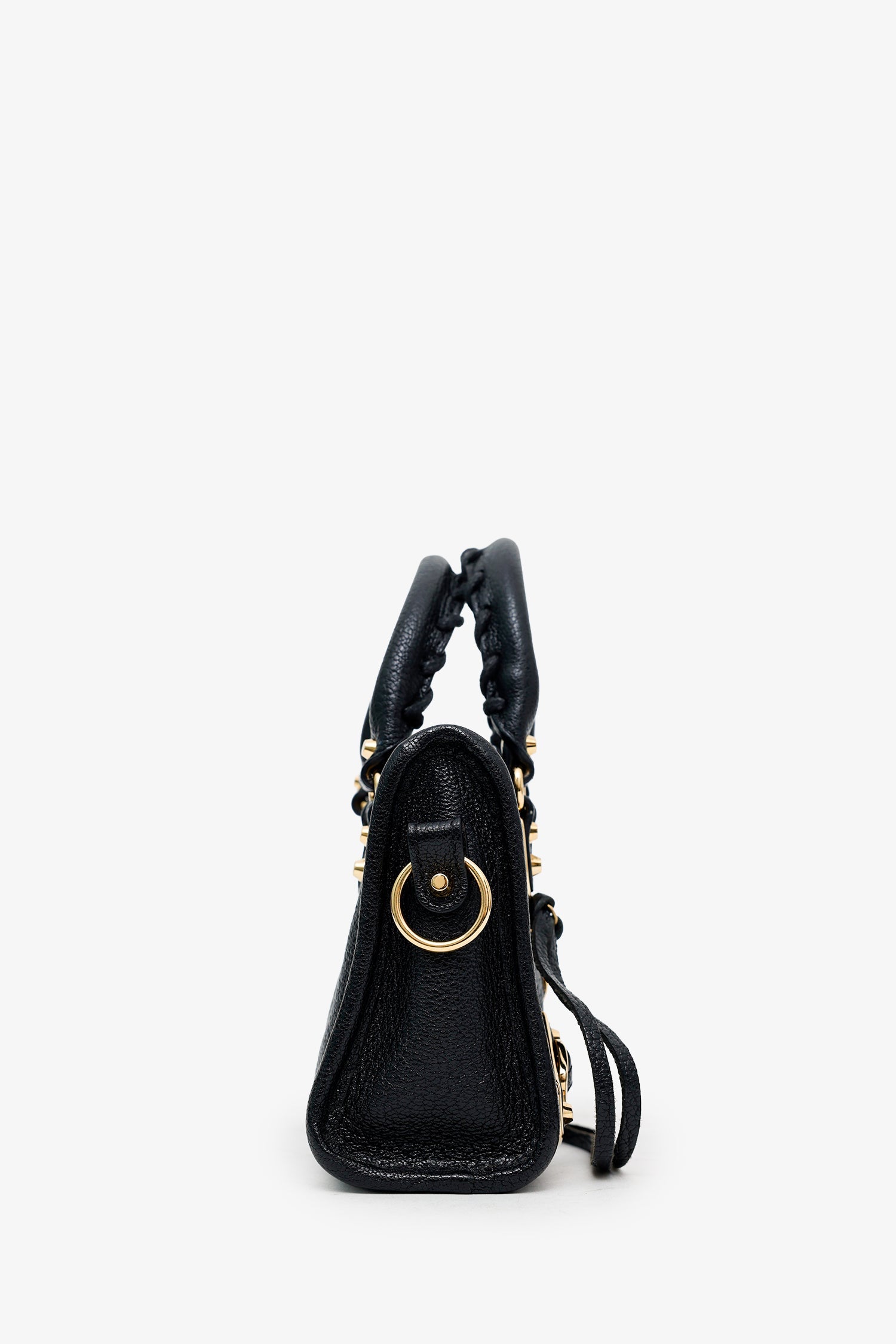 Balenciaga Black Leather Nano Edge City Bag GHW With Strap