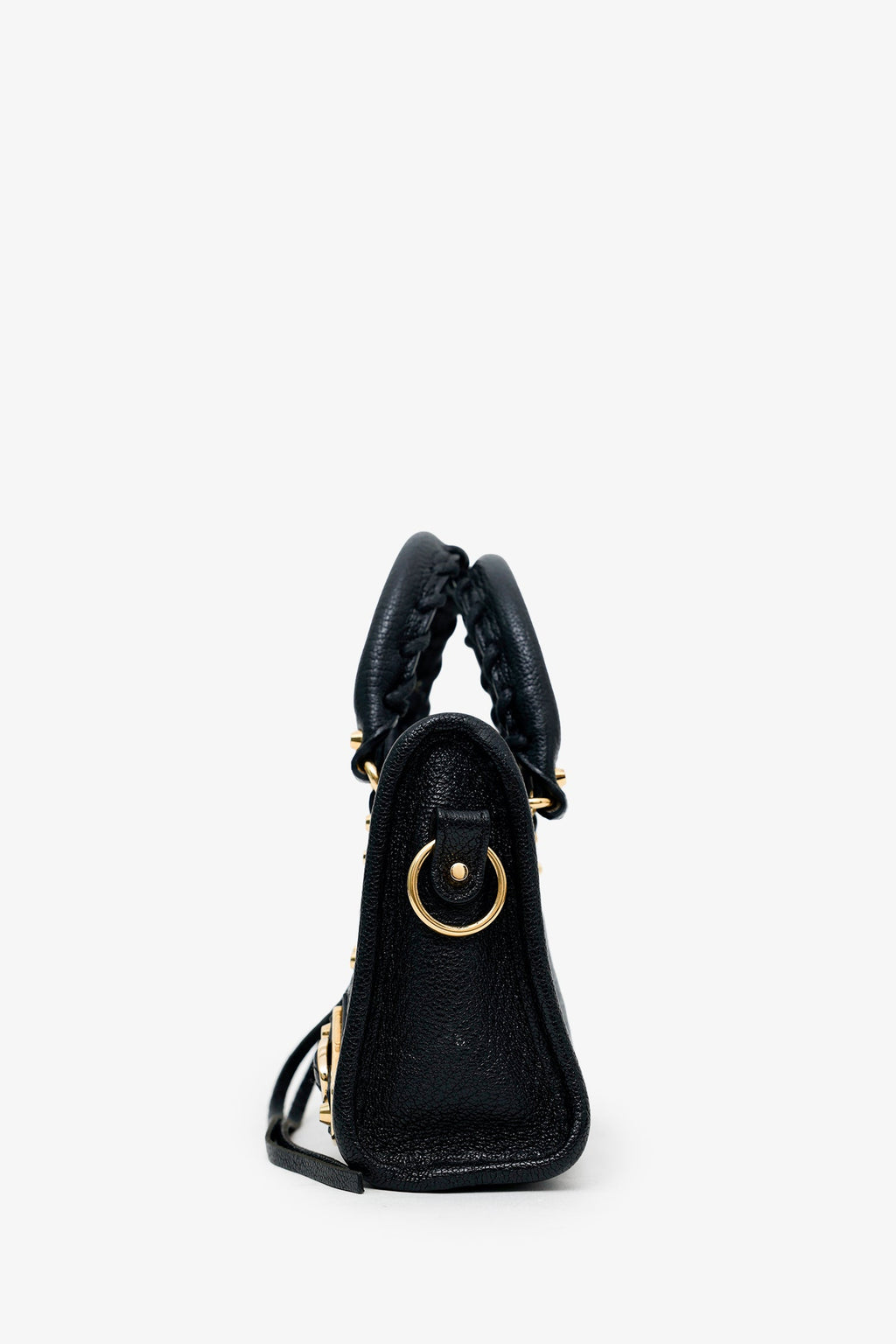 Balenciaga Black Leather Nano Edge City Bag GHW With Strap