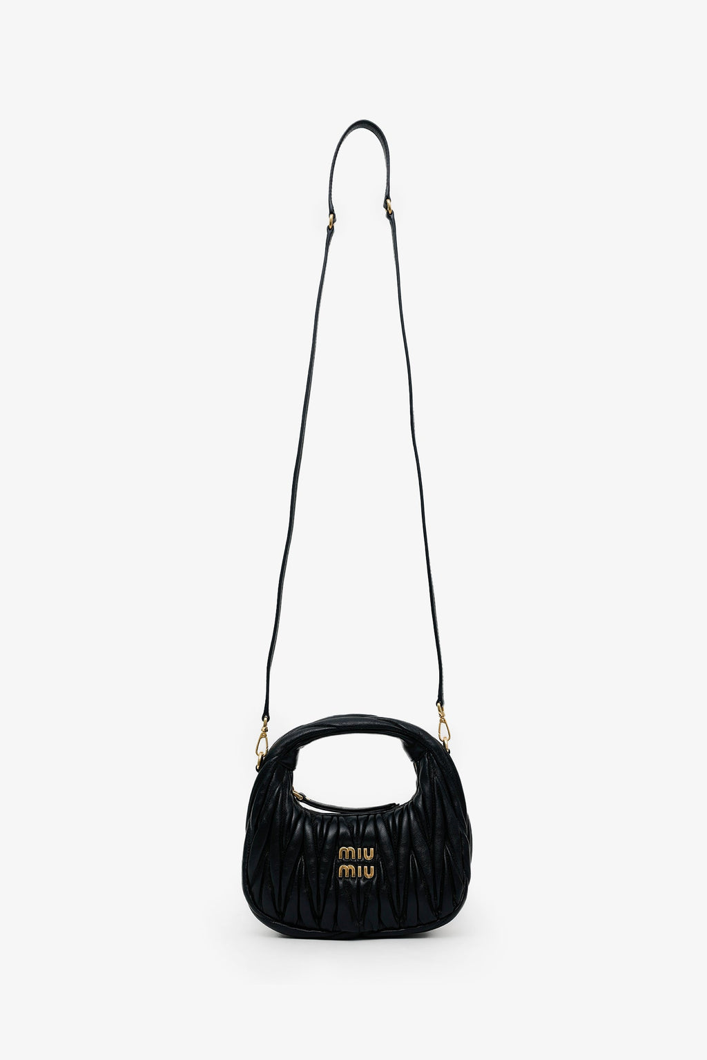 Miu Miu Black Leather Mini Wander Top Handle With Strap