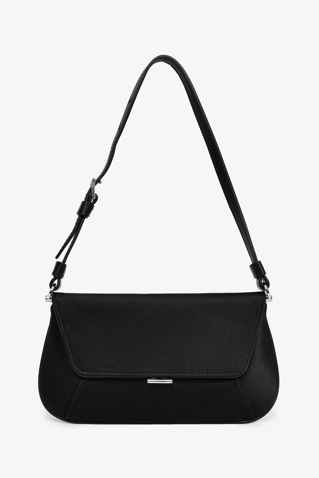 Amina Muaddi Black Satin 'Amina Mini' Shoulder Bag